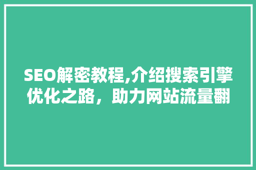 SEO解密教程,介绍搜索引擎优化之路，助力网站流量翻倍增长