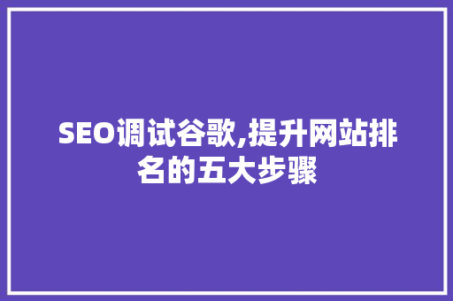 SEO调试谷歌,提升网站排名的五大步骤