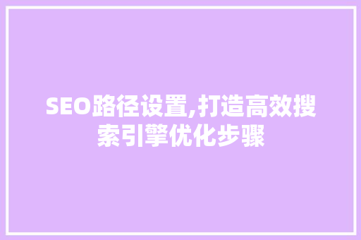 SEO路径设置,打造高效搜索引擎优化步骤