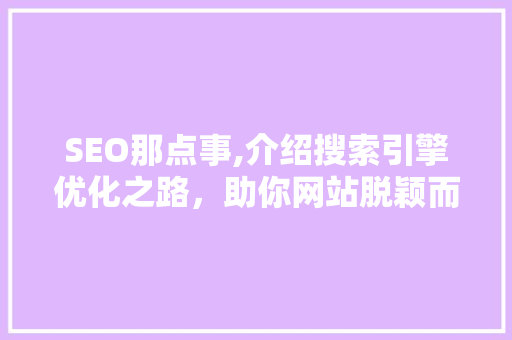 SEO那点事,介绍搜索引擎优化之路，助你网站脱颖而出