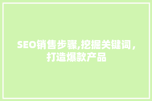 SEO销售步骤,挖掘关键词，打造爆款产品