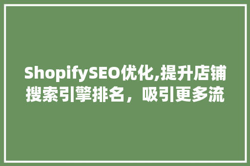 ShopifySEO优化,提升店铺搜索引擎排名，吸引更多流量