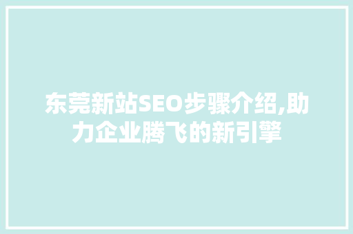 东莞新站SEO步骤介绍,助力企业腾飞的新引擎