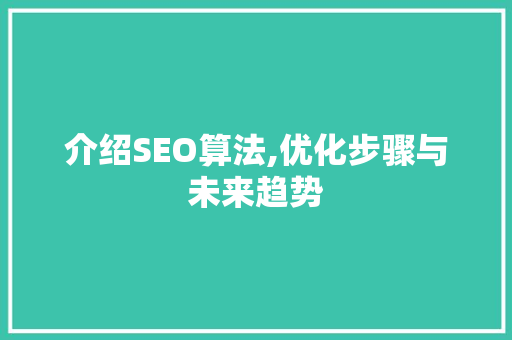 介绍SEO算法,优化步骤与未来趋势