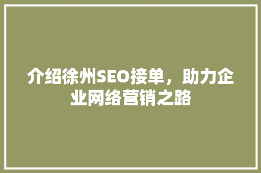 介绍徐州SEO接单，助力企业网络营销之路