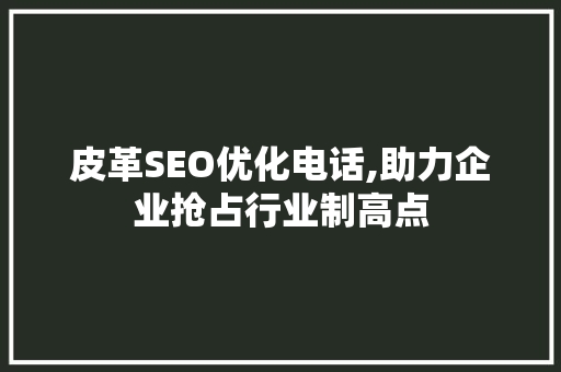 皮革SEO优化电话,助力企业抢占行业制高点