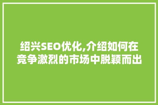 绍兴SEO优化,介绍如何在竞争激烈的市场中脱颖而出