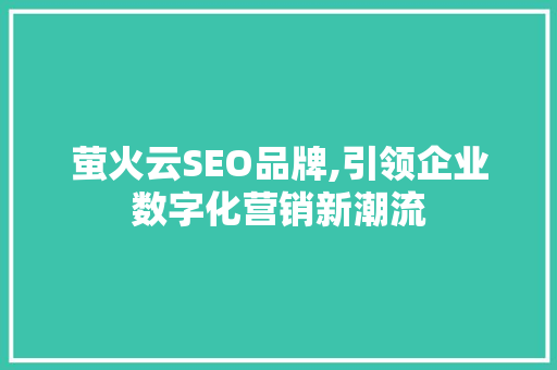 萤火云SEO品牌,引领企业数字化营销新潮流