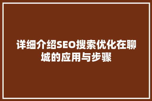 详细介绍SEO搜索优化在聊城的应用与步骤