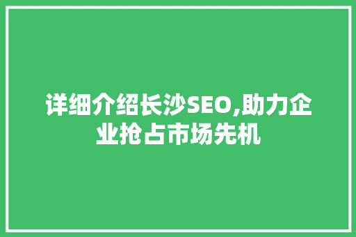 详细介绍长沙SEO,助力企业抢占市场先机