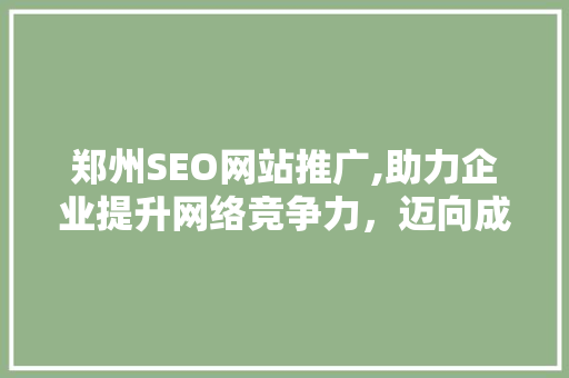 郑州SEO网站推广,助力企业提升网络竞争力，迈向成功之路