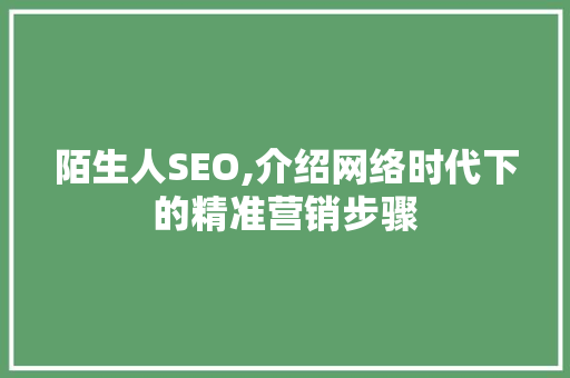 陌生人SEO,介绍网络时代下的精准营销步骤