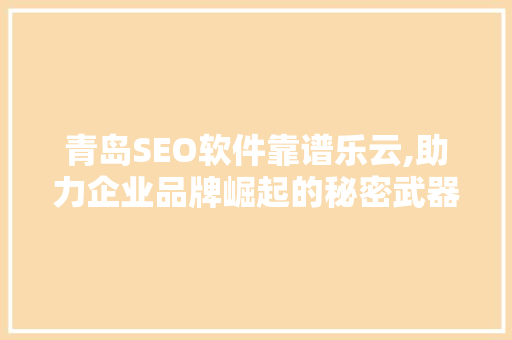 青岛SEO软件靠谱乐云,助力企业品牌崛起的秘密武器