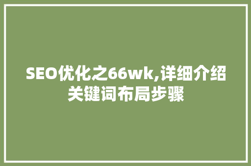 SEO优化之66wk,详细介绍关键词布局步骤