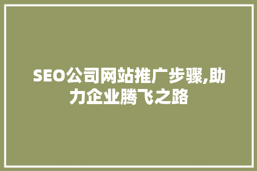 SEO公司网站推广步骤,助力企业腾飞之路