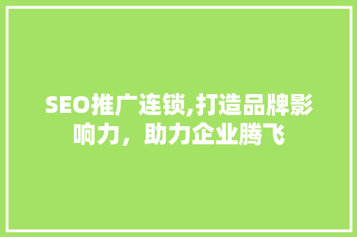 SEO推广连锁,打造品牌影响力，助力企业腾飞