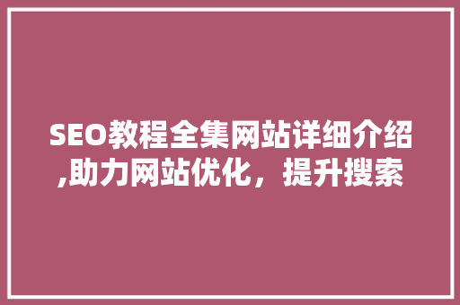 SEO教程全集网站详细介绍,助力网站优化，提升搜索引擎排名