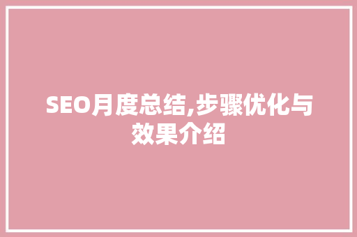 SEO月度总结,步骤优化与效果介绍