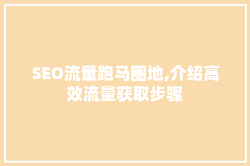 SEO流量跑马圈地,介绍高效流量获取步骤