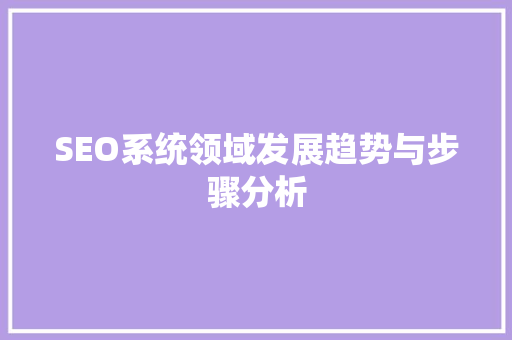 SEO系统领域发展趋势与步骤分析