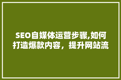 SEO自媒体运营步骤,如何打造爆款内容，提升网站流量