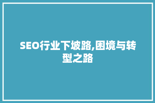 SEO行业下坡路,困境与转型之路