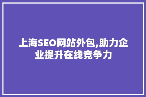 上海SEO网站外包,助力企业提升在线竞争力
