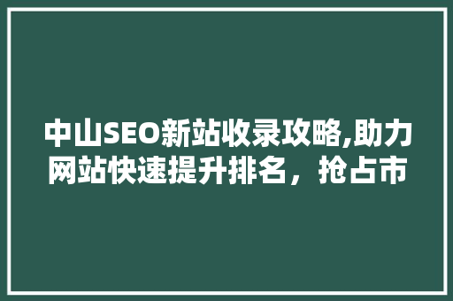 中山SEO新站收录攻略,助力网站快速提升排名，抢占市场先机