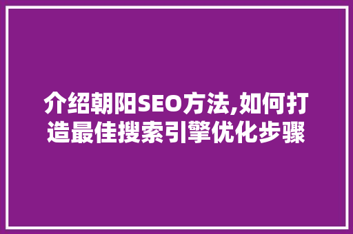 介绍朝阳SEO方法,如何打造最佳搜索引擎优化步骤