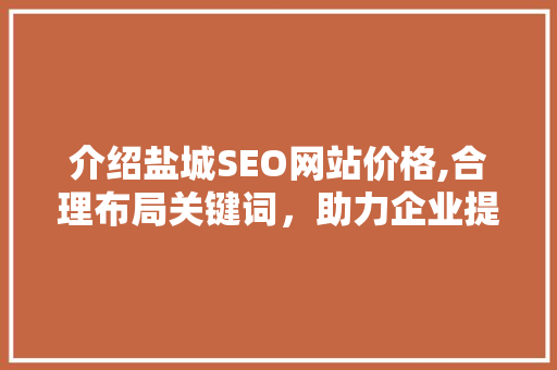 介绍盐城SEO网站价格,合理布局关键词，助力企业提升网络竞争力