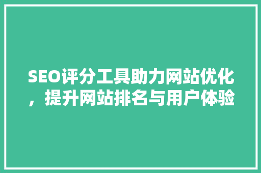 SEO评分工具助力网站优化，提升网站排名与用户体验