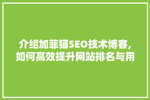 介绍加菲猫SEO技术博客,如何高效提升网站排名与用户体验