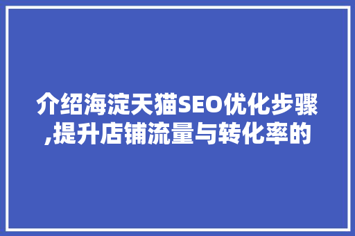 介绍海淀天猫SEO优化步骤,提升店铺流量与转化率的方法