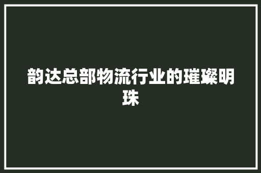 韵达总部物流行业的璀璨明珠