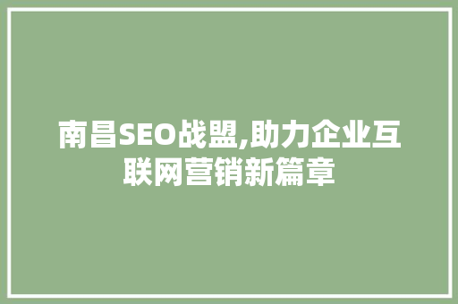 南昌SEO战盟,助力企业互联网营销新篇章