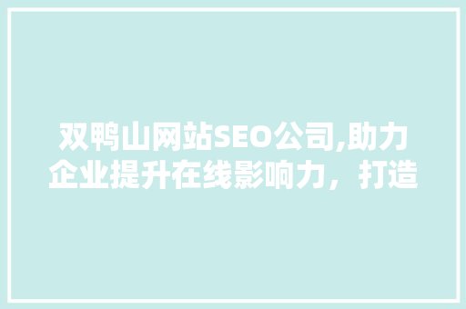 双鸭山网站SEO公司,助力企业提升在线影响力，打造互联网核心竞争力