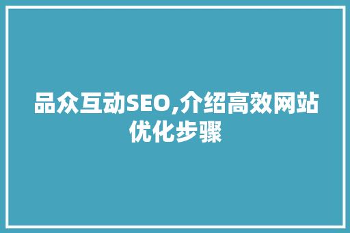 品众互动SEO,介绍高效网站优化步骤