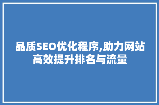 品质SEO优化程序,助力网站高效提升排名与流量