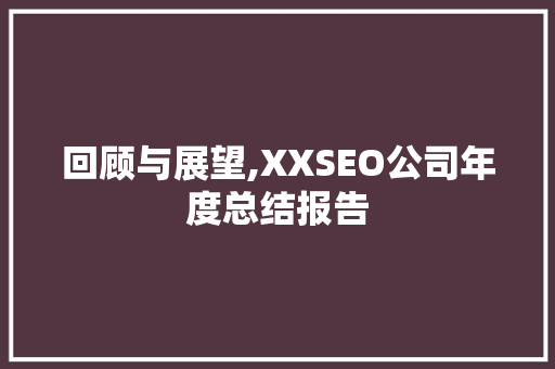回顾与展望,XXSEO公司年度总结报告