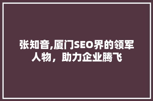 张知音,厦门SEO界的领军人物，助力企业腾飞