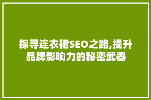 探寻连衣裙SEO之路,提升品牌影响力的秘密武器