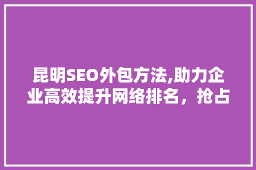 昆明SEO外包方法,助力企业高效提升网络排名，抢占市场先机