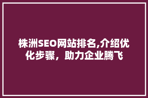 株洲SEO网站排名,介绍优化步骤，助力企业腾飞