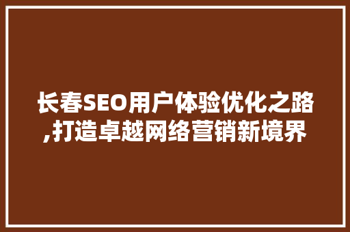 长春SEO用户体验优化之路,打造卓越网络营销新境界