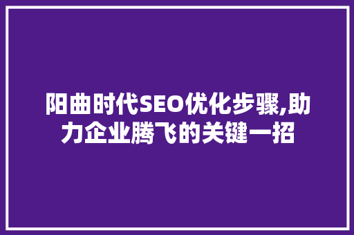 阳曲时代SEO优化步骤,助力企业腾飞的关键一招