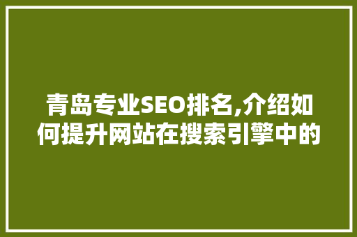 青岛专业SEO排名,介绍如何提升网站在搜索引擎中的排名  第1张