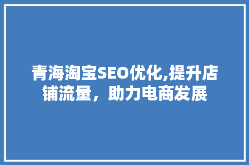 青海淘宝SEO优化,提升店铺流量，助力电商发展