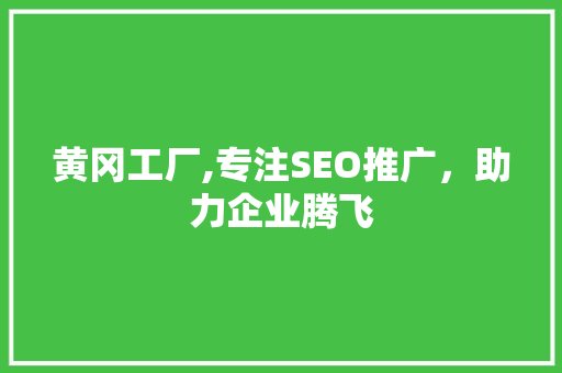 黄冈工厂,专注SEO推广，助力企业腾飞