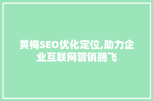 黄梅SEO优化定位,助力企业互联网营销腾飞
