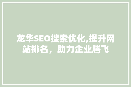龙华SEO搜索优化,提升网站排名，助力企业腾飞